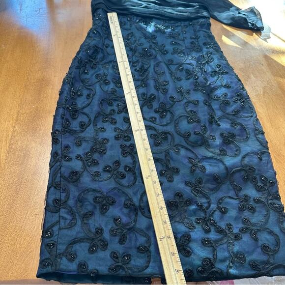 Stunning VTG Denise Hajjar Cocktail Dress Sheer Cowl Neck Beaded Timeless US S - Picture 9 of 9